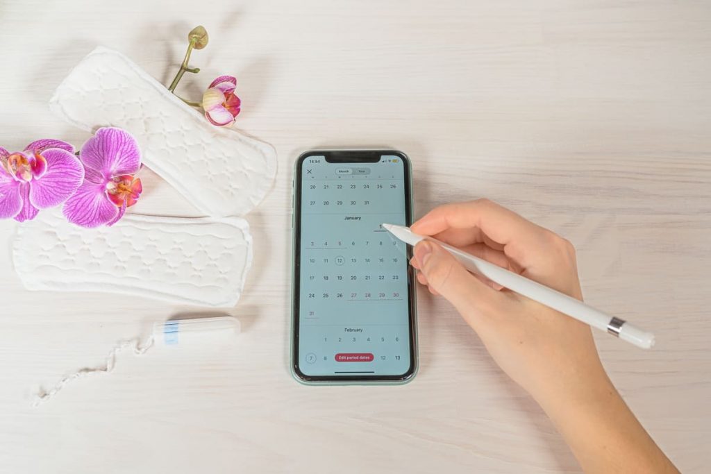 aplicación móvil de un ciclo menstrual para ayudar a saber cuándo es más probable quedar embarazada